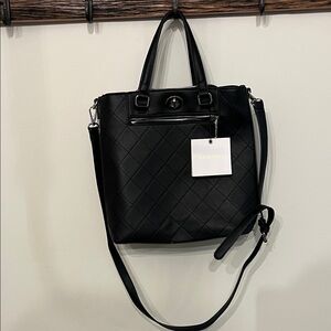 Ellen Tracy Quilted Black Tote Bag